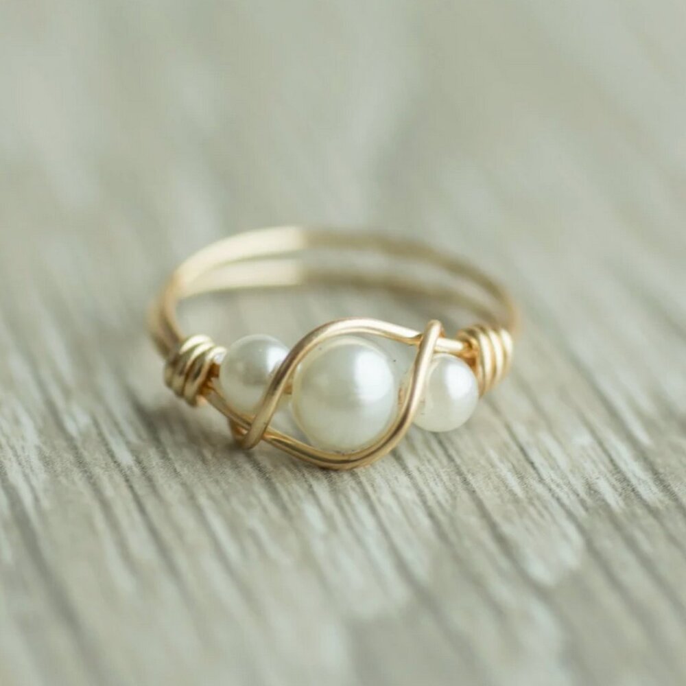 Adi Miraro Jewelry Pearly bead Ring- 14k gold filled  -  size 6